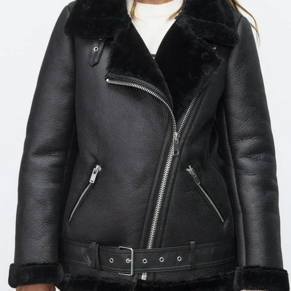 Zara Jackets Coats Zara Double Faced Aviator Faux Leather